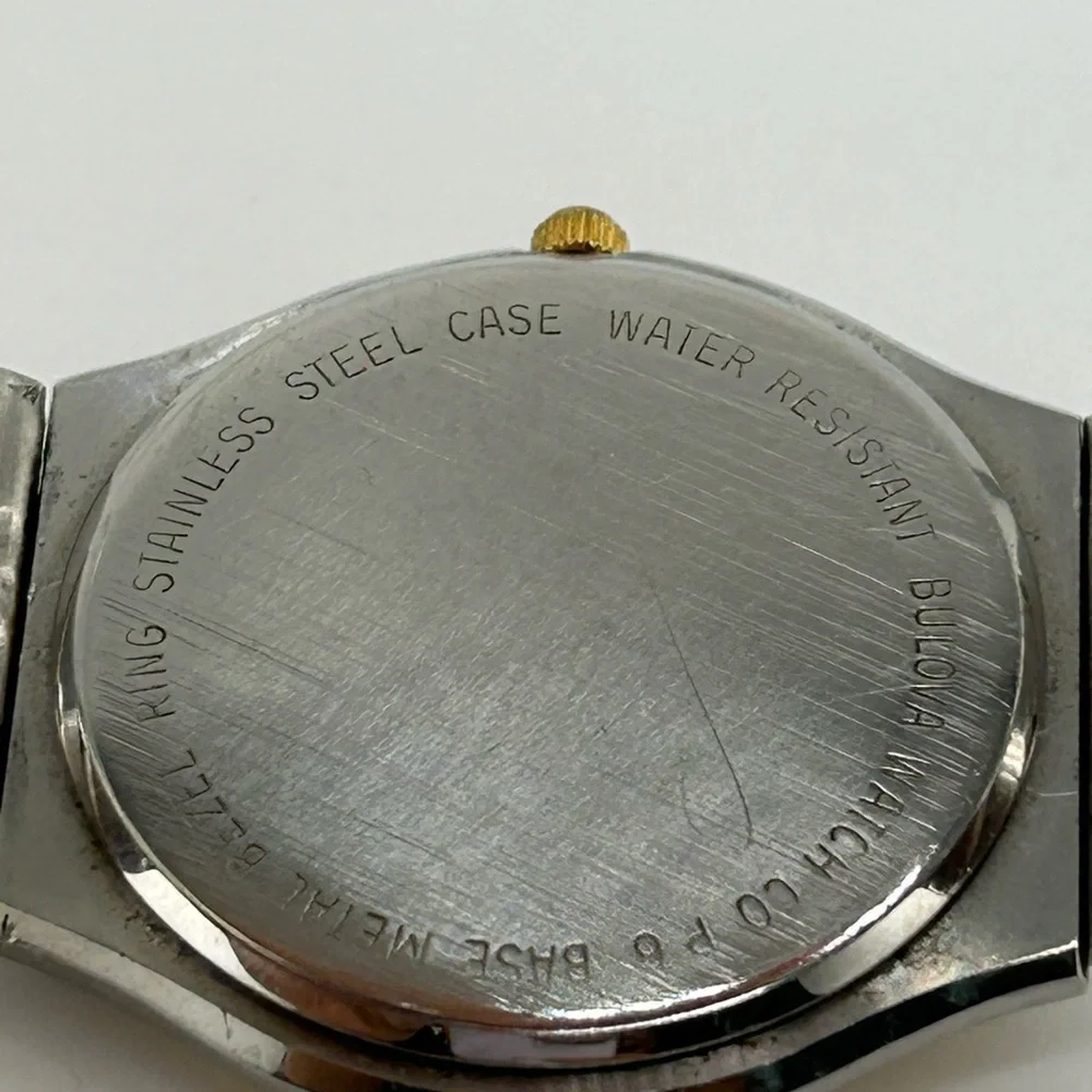Vintage Bulova Quartz Silver and Gold stainless steel Watch #515